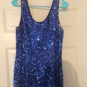 Blue cocktail sequin dress